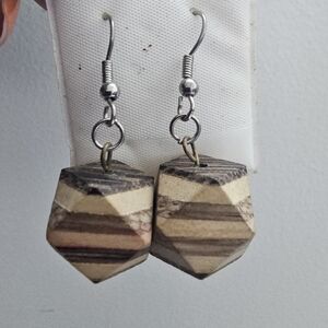 Authentic Original Vintage Style Multitone Wooden Earrings